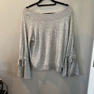 Off the shoulder grey sweater